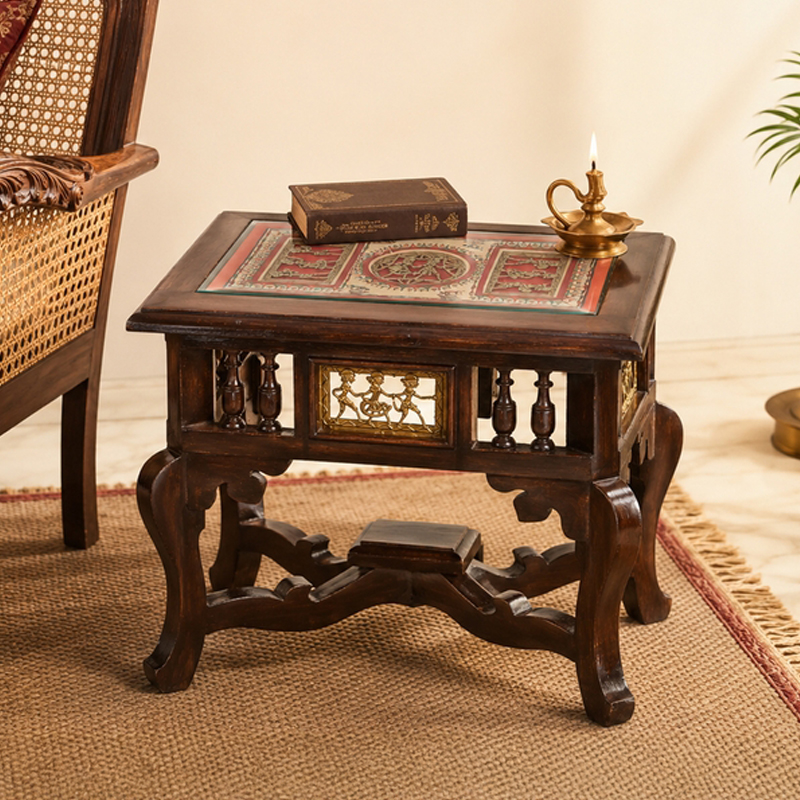 Yuge Teak Wood Side Table - Large