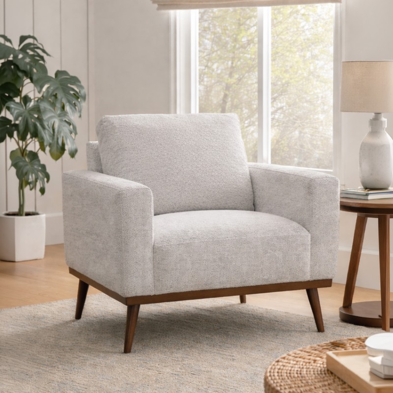 Wynthorpe Teak Wood & Velvet Accent Chair