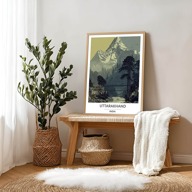 Sentinel Peak of Uttarakhand Wall Art With Brown Frame - Small