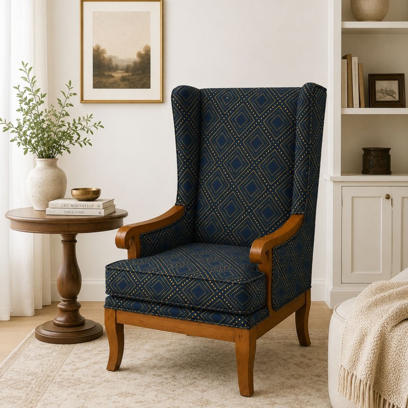 Solace Teak Wood & Suede Lounge Chair
