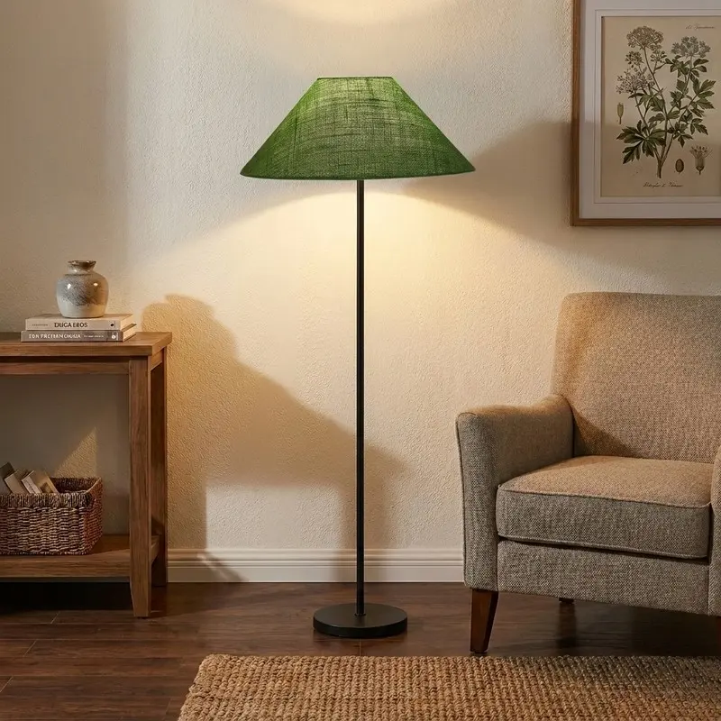 Meadow Green Jute Floor Lamp