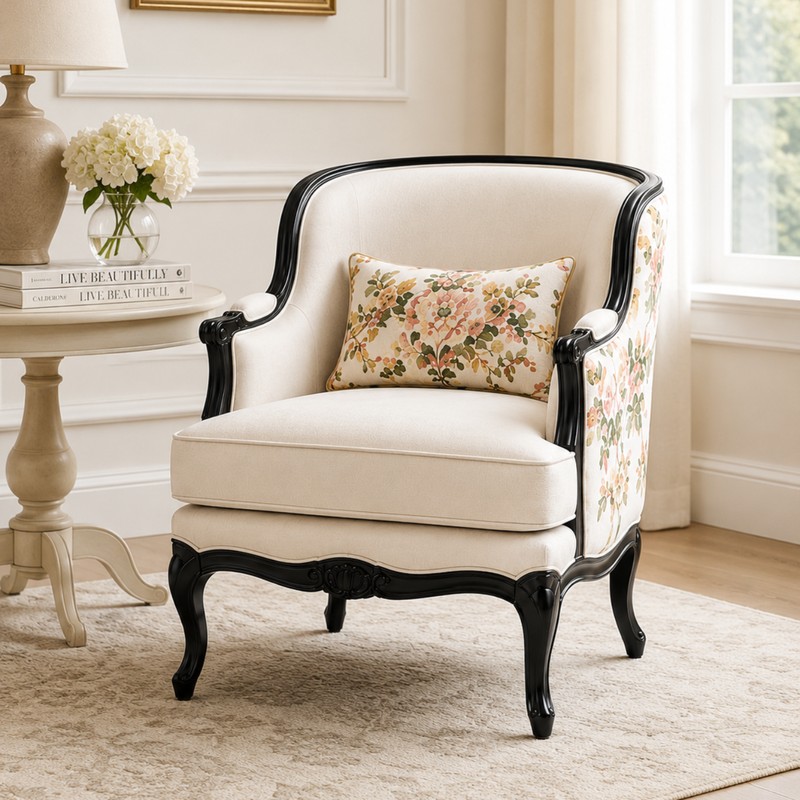 Briarwood Teak Wood & Faux Seude Accent Chair
