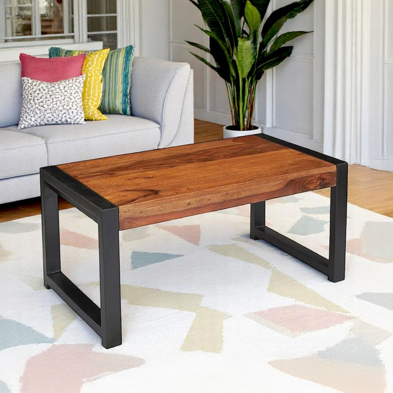 Zavex Sheesham Wooden Center Table - Teak Brown