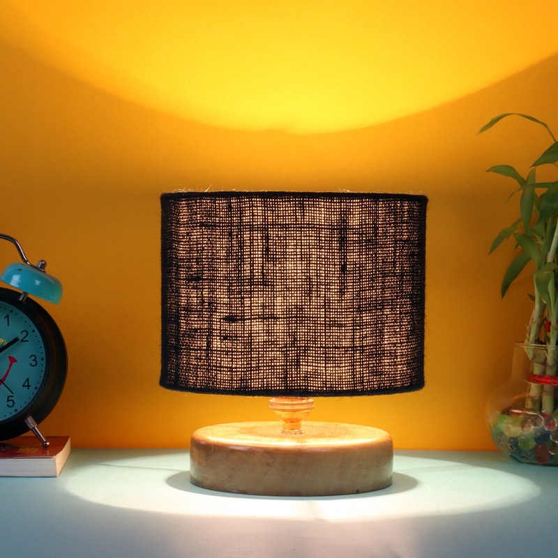Verditer Wooden Table Lamp - Black