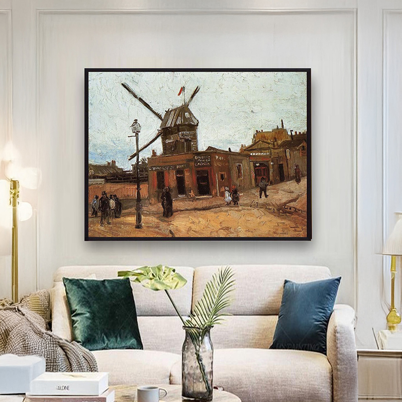Windmill at the Crossroads Canvas Wall Painting With Frame - Small