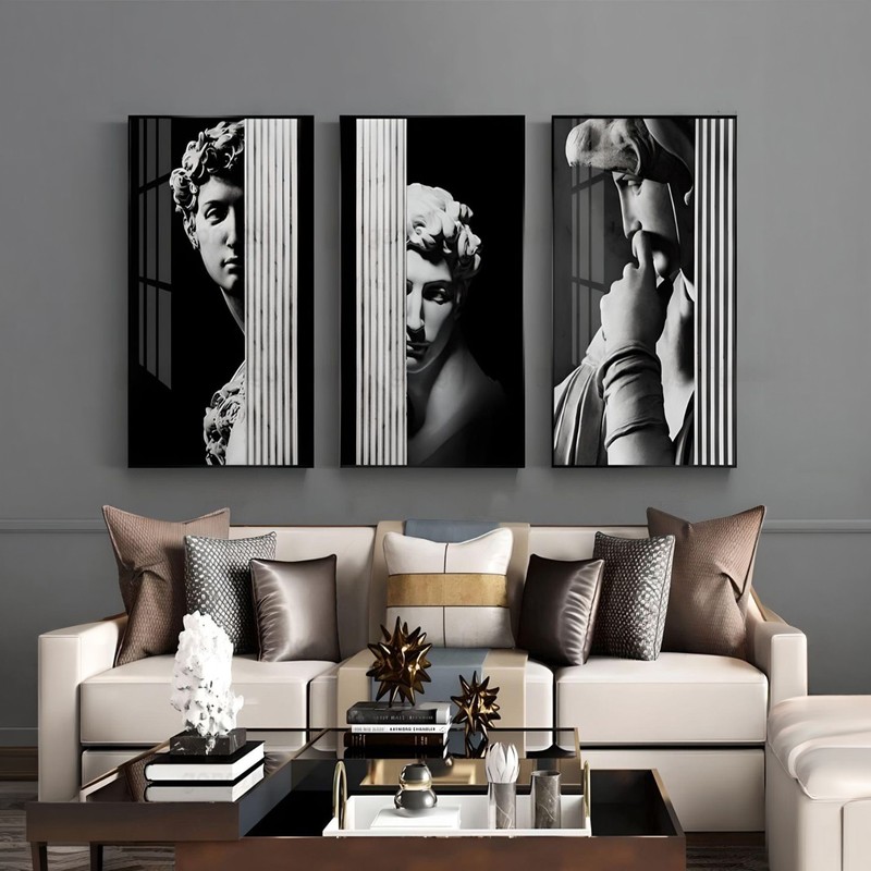 Sculptural Souls Canvas Wall Painting - Set of Three - Small