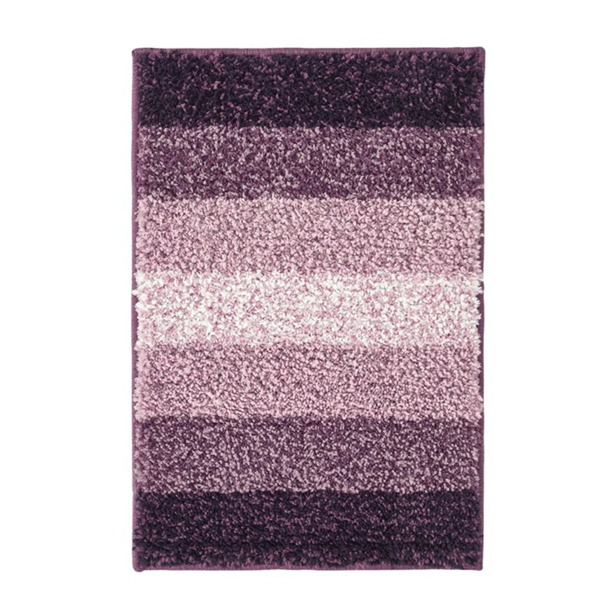 Rectangular purple bath mat showing horizontal gradient stripes