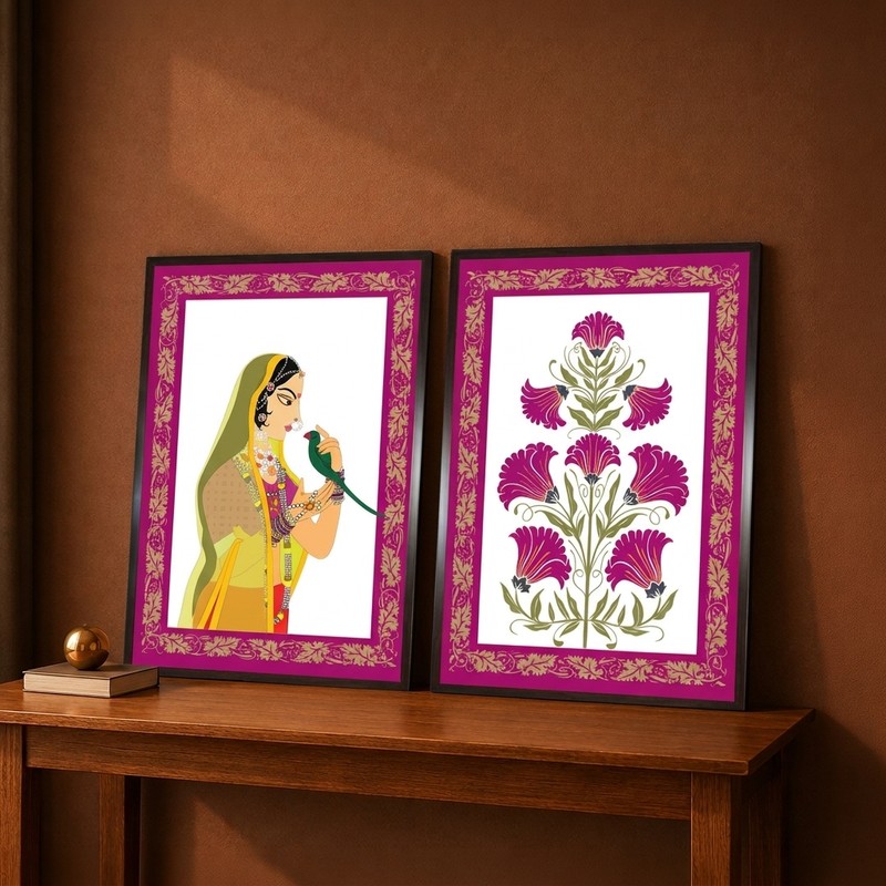 Royal Lady Floral Canvas Wall Painting Set