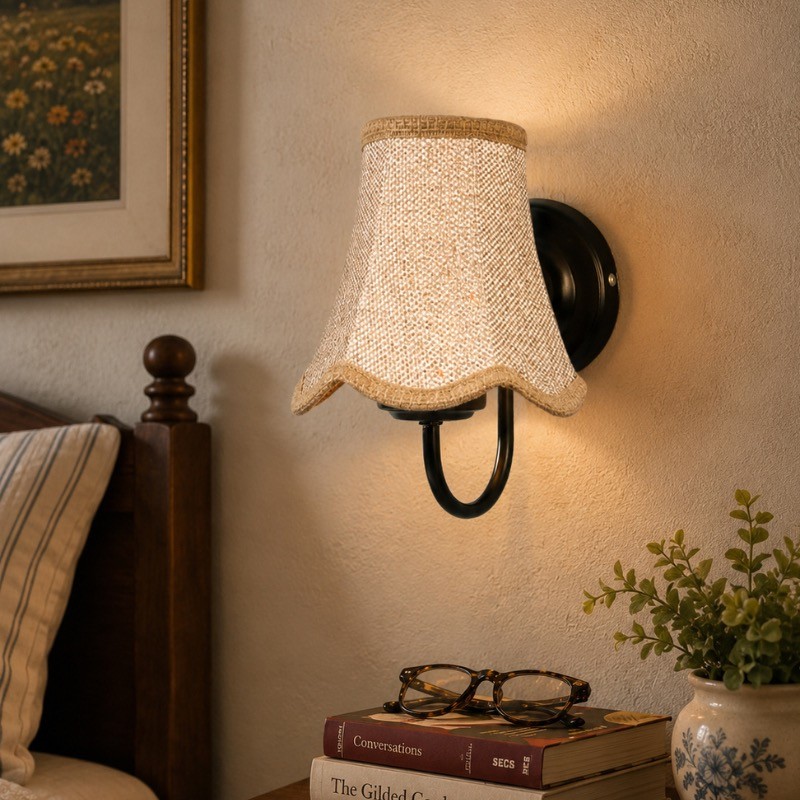 Elaris Glow Jute Wall Lamp - Beige