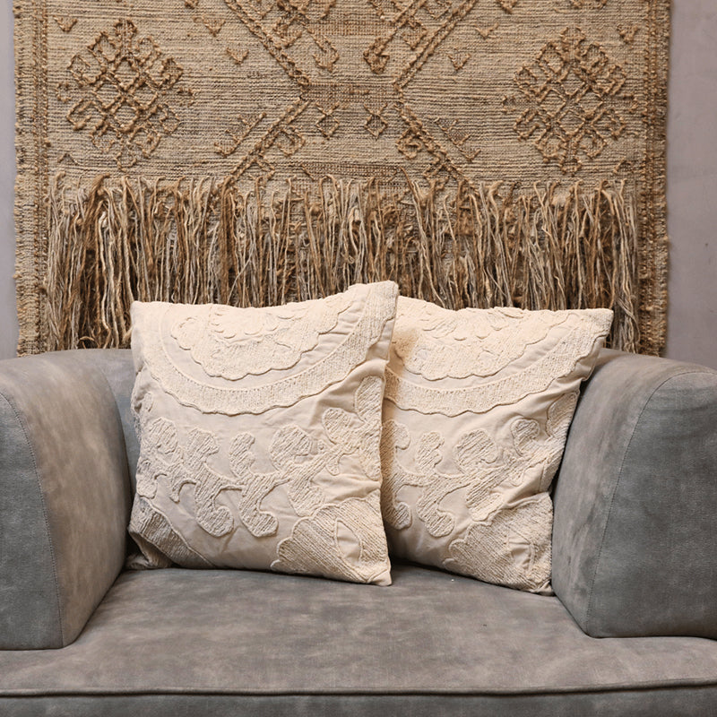 Plush Curves Tufted Cushion Cover (Ivory) - Set Of Two - 18 x 18 Inches