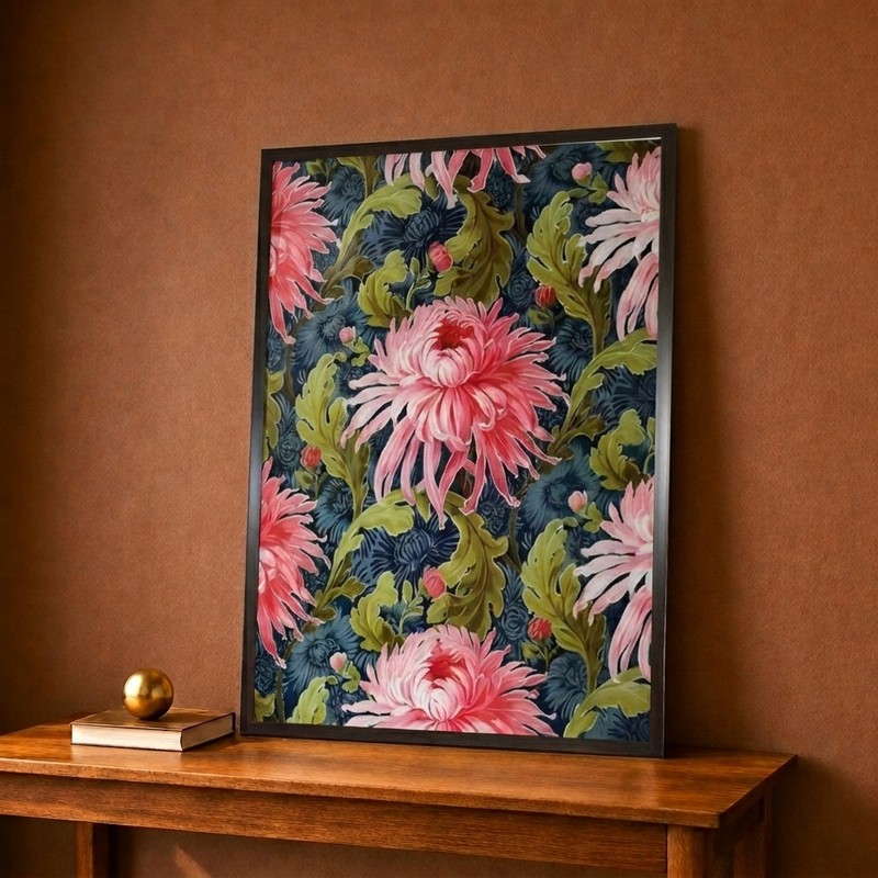 Blush Chrysanthemum Floral Canvas Wall Painting