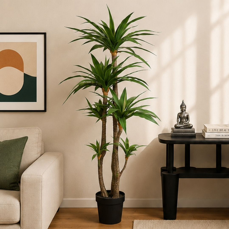 165 cm (5.4 ft) Verdure Bliss Artificial Yucca Plant With Black Plastic Pot