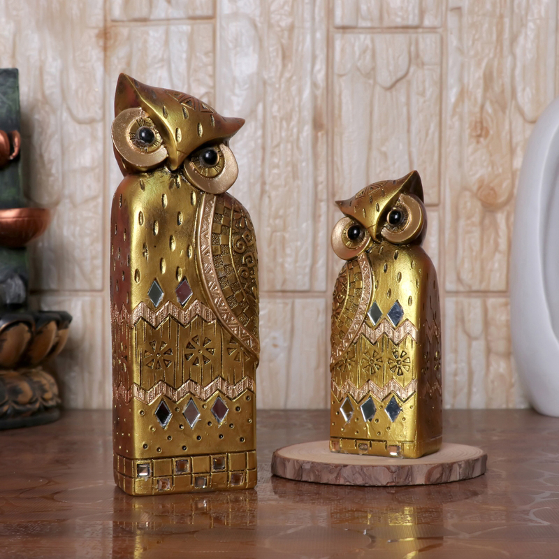 Arabian Owl Showpiece (Gold) - Set of Two