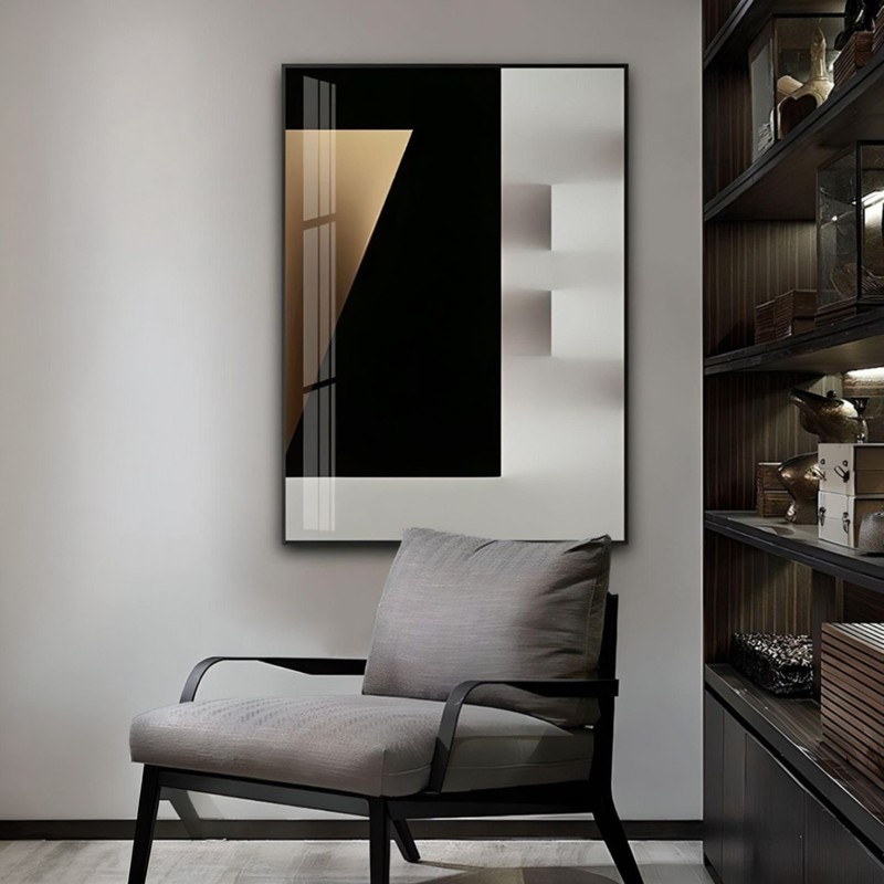 Monochrome Geometry Canvas Wall Painting - Small