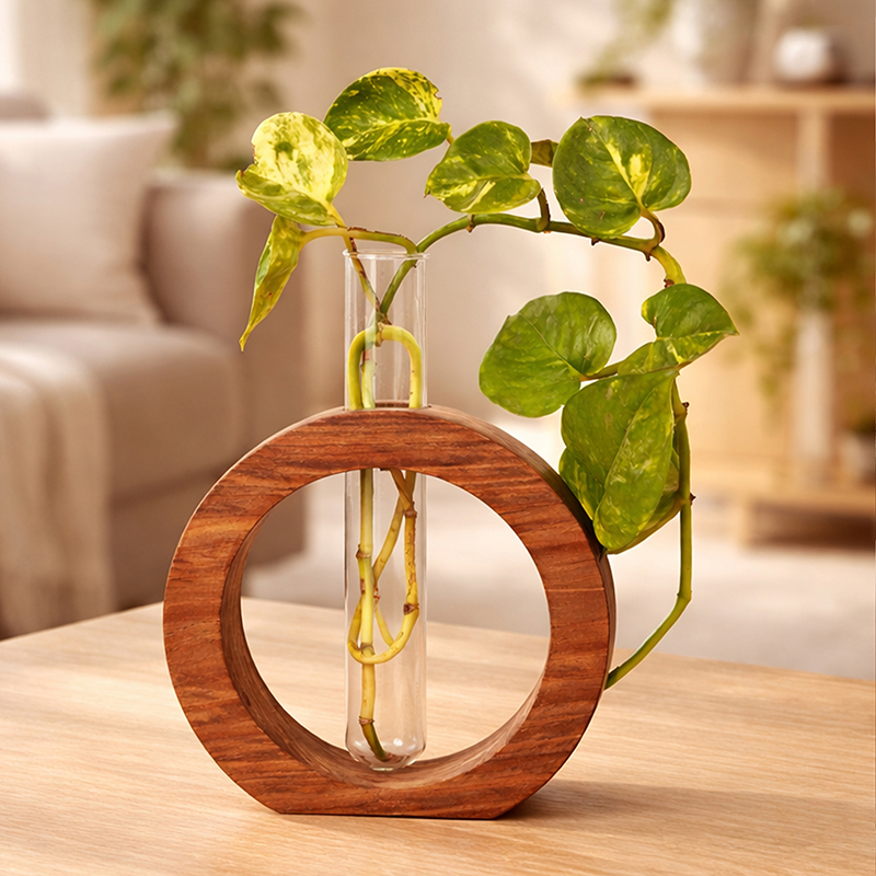 Verdant Orbit Wooden Planter
