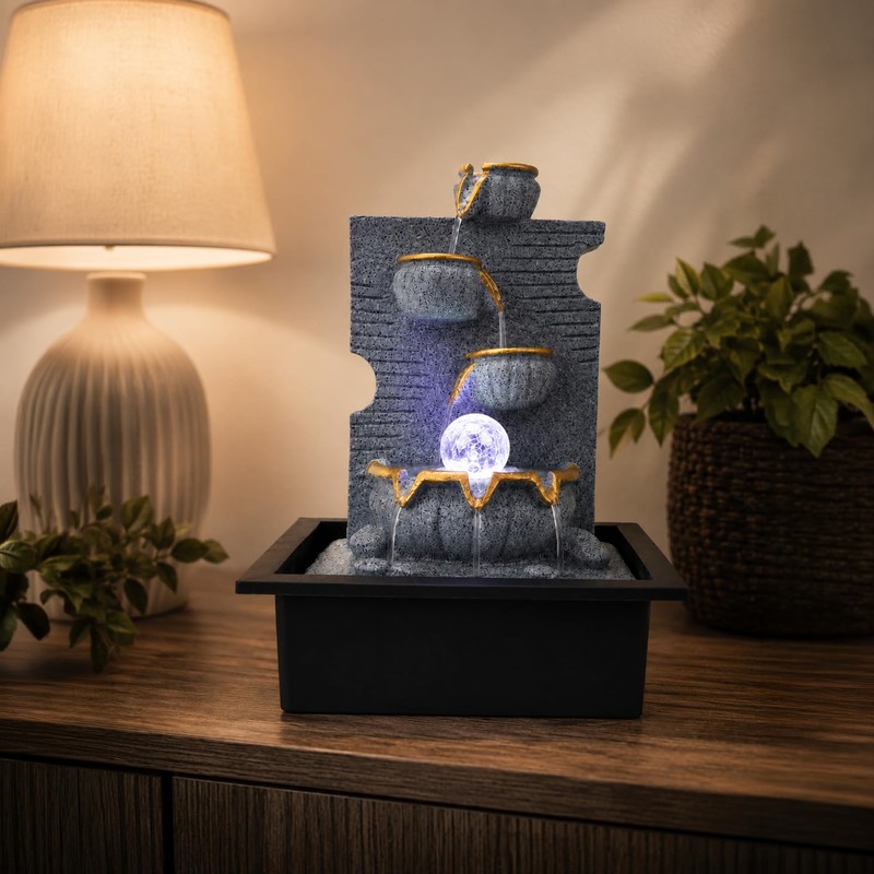 Luna Orb Cascade LED Fountain - Grey