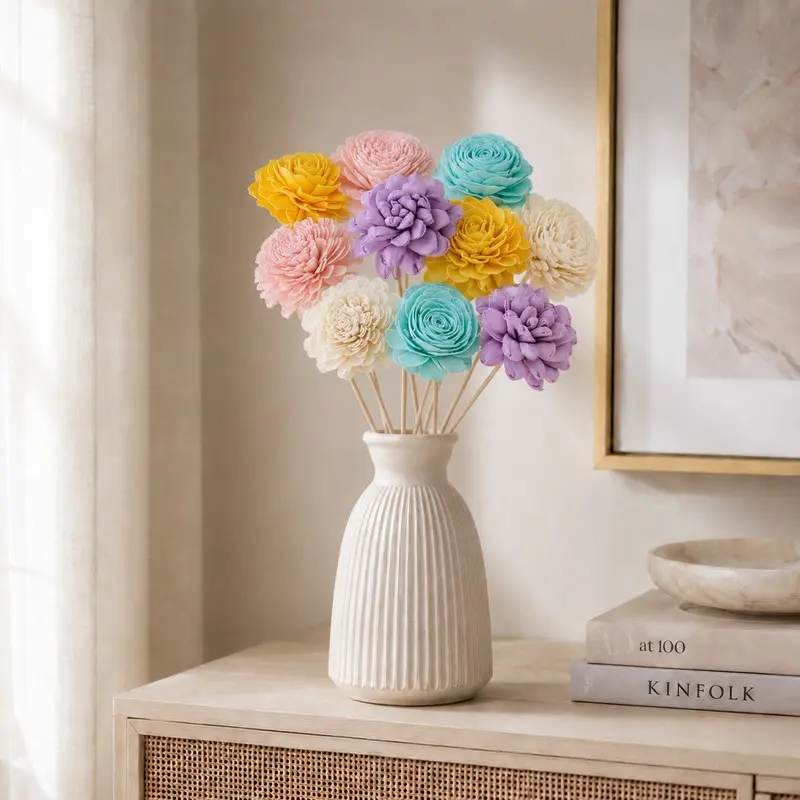 Pastel Bloom Harmony Sola Wood Artificial Flower Sticks - Set of Ten