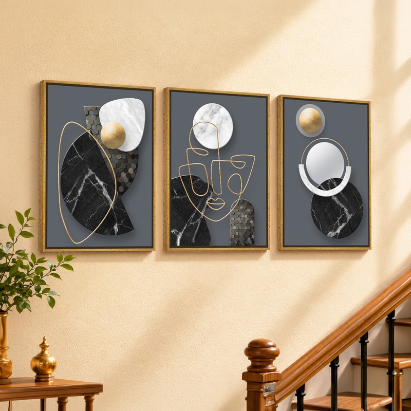 Auralith Canvas Wall Painting With Frame - Set of Three