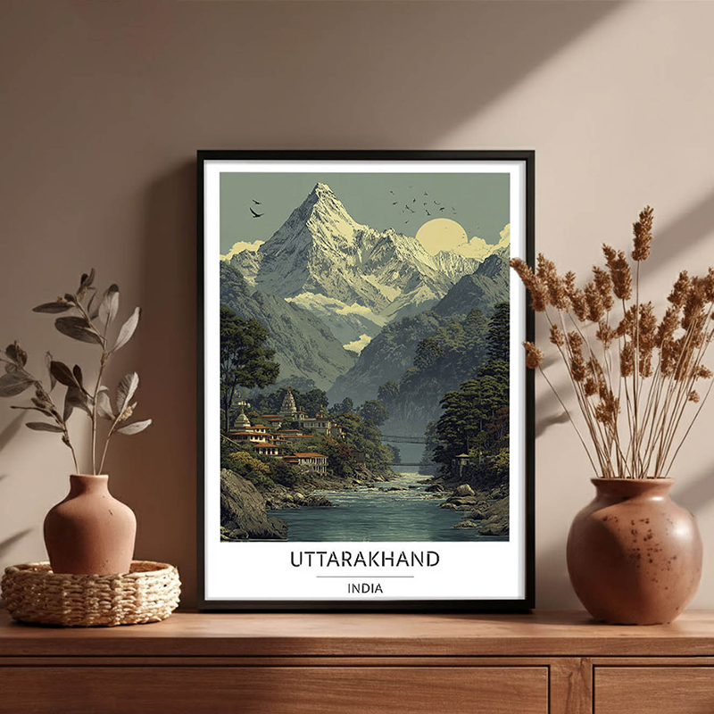 Himalayan Serenity of Uttarakhand Wall Art With Black Frame - Small