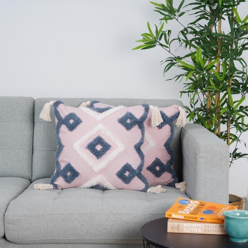 Indigo Diamond Cushion Cover - Set Of Two