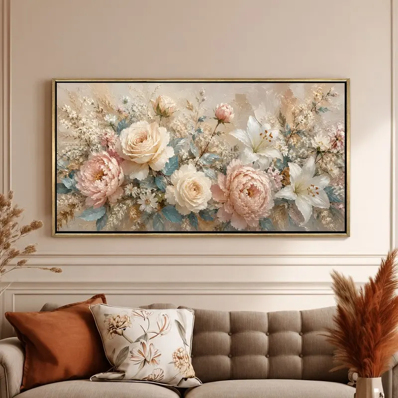 Ivory Floral Serenity Canvas Wall Painting
