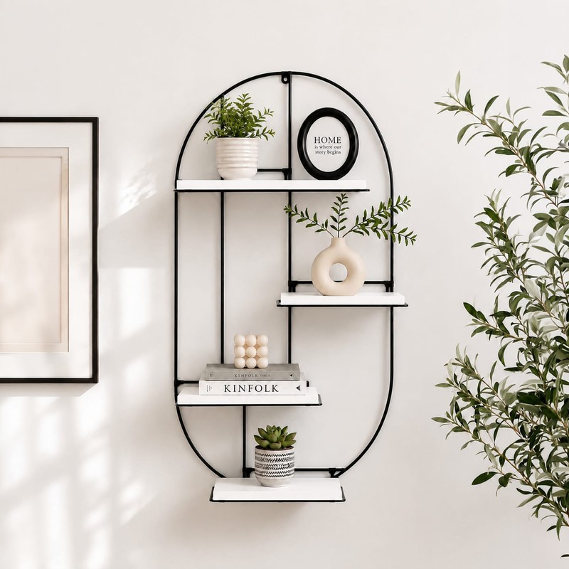 Alcove MDF & Iron Wall Shelf - White