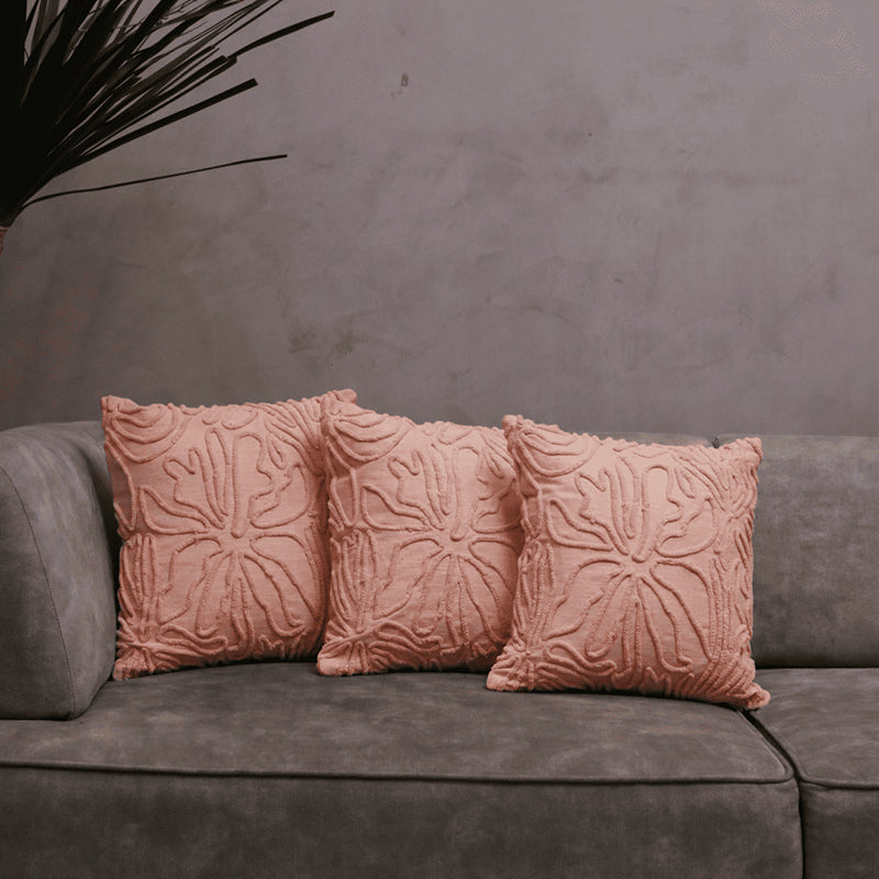 Plushie Petals Tufted Cushion Cover (Pale Pink) - Set Of Three - 18 x 18 Inches