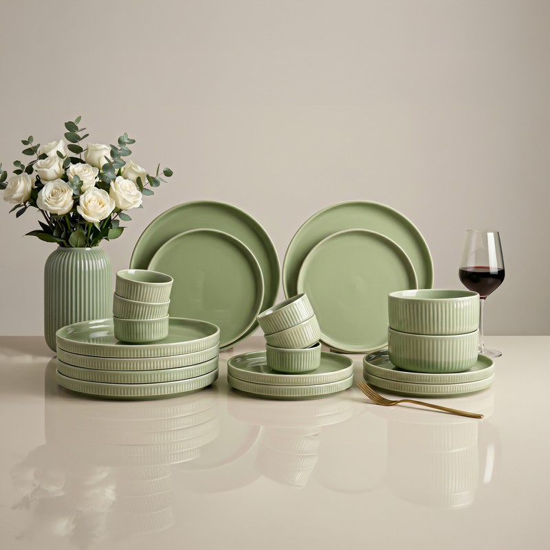 Loxley Porcelain Dinner Set (Sage Green) - 20 Piece Set