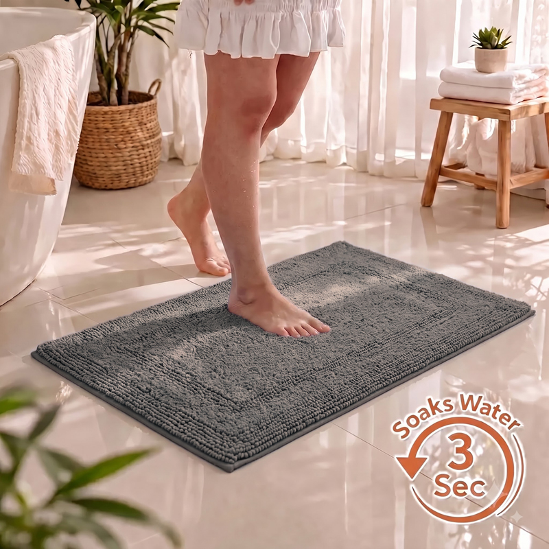 Aqualoom Reversible Bathmat - Grey - 40 x 60 cms