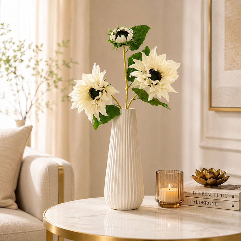 Garden Muse Sunflower Artificial Flower Stick - Off White