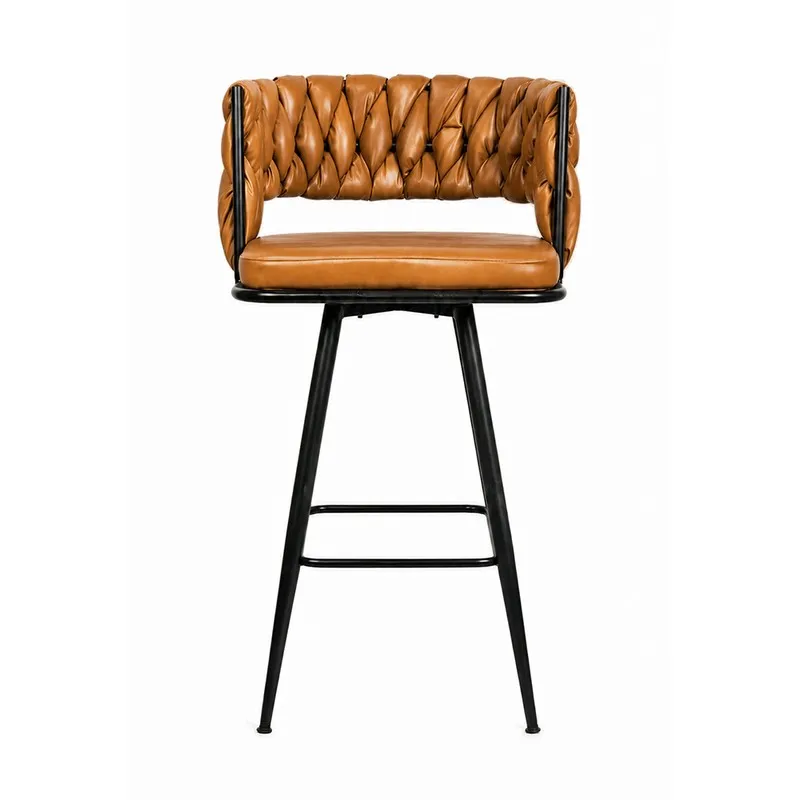 Front view of the brown Percher bar stool on a white background