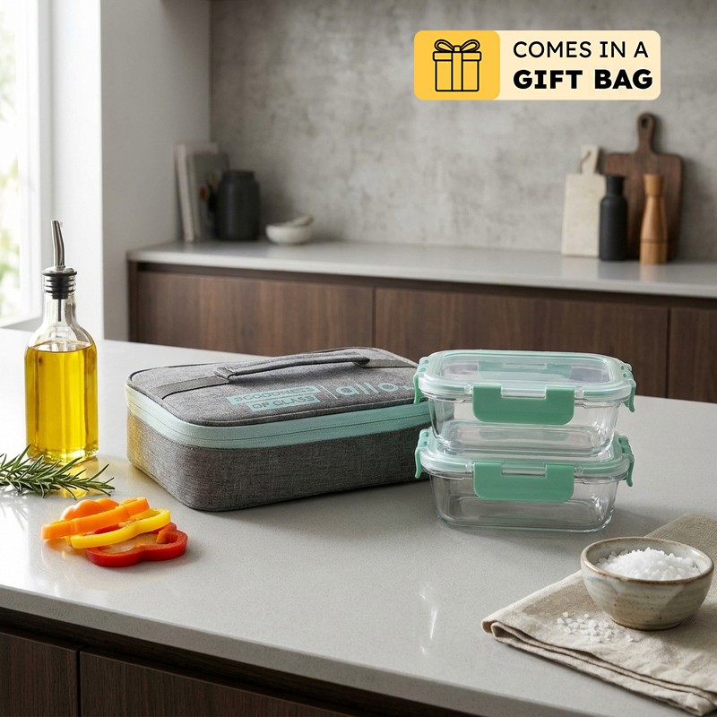 Jonas Lunchbox With Grey Bag (370 ML) - Set Of Two - 370 ML