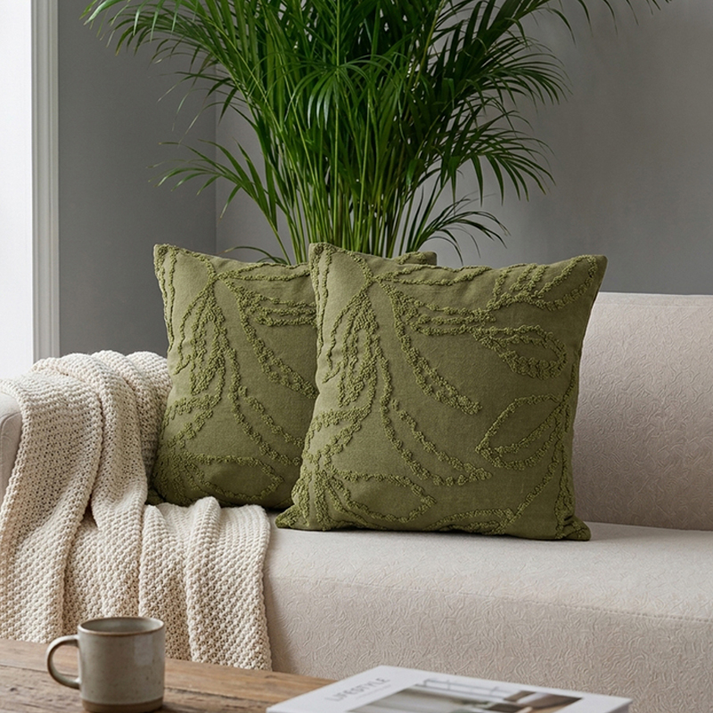 Tapestra Tufted Cotton Cushion Cover Set - Set Of Two - 18 x 18 inches
