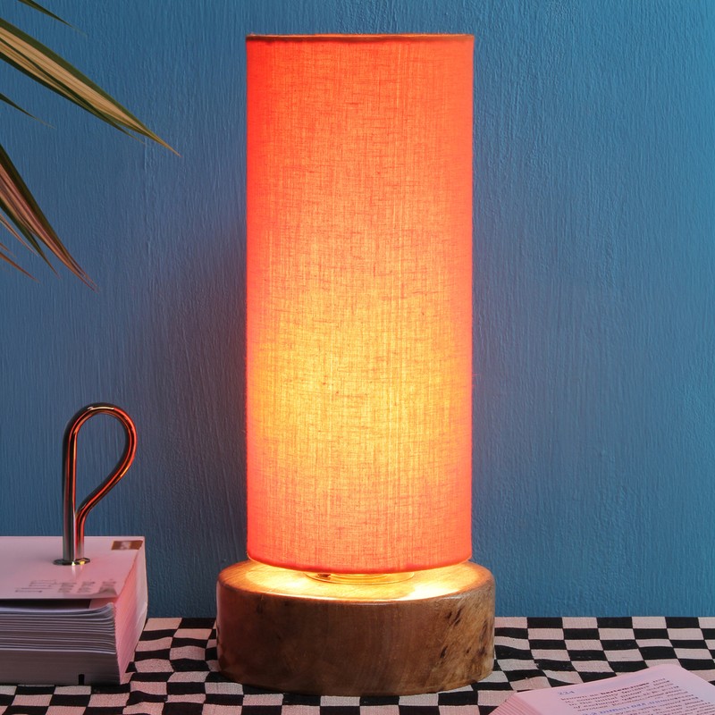 Fulgor Wooden Table Lamp - Orange