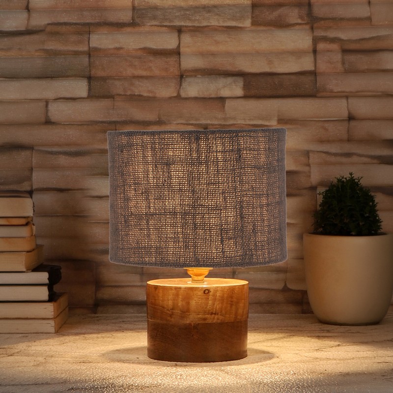 Hylaea Wooden Table Lamp - Grey