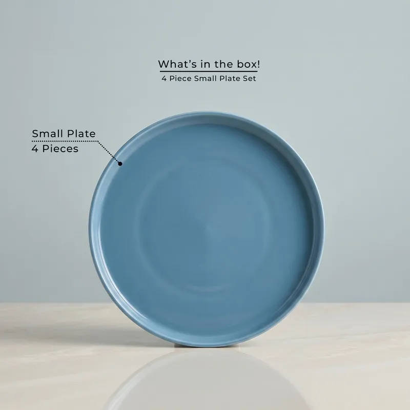 Single blue round plate shown front-facing