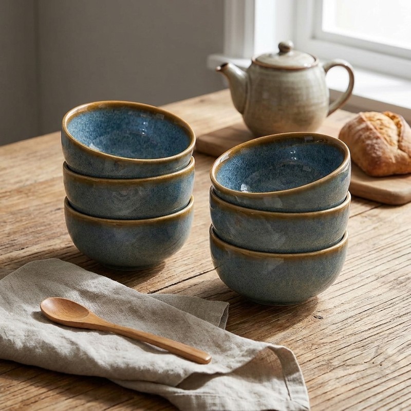 TableTreat Ceramic Snack Bowls (Grey/180 mL) - Set of Six - Size