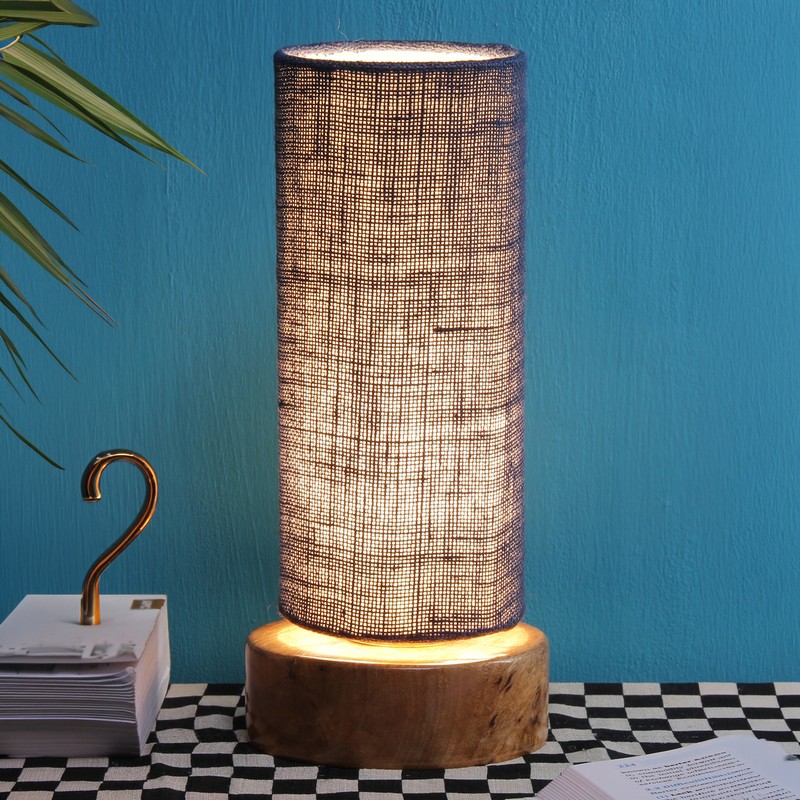 Fulgor Wooden Table Lamp - Blue