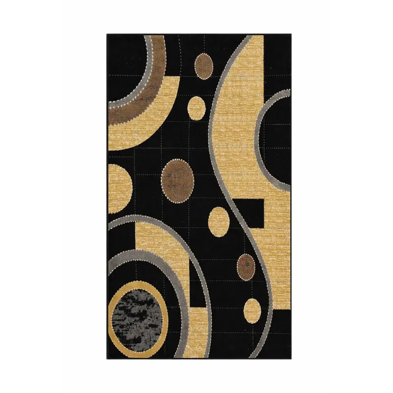 Line Craft Velvet Carpet - Black,Beige