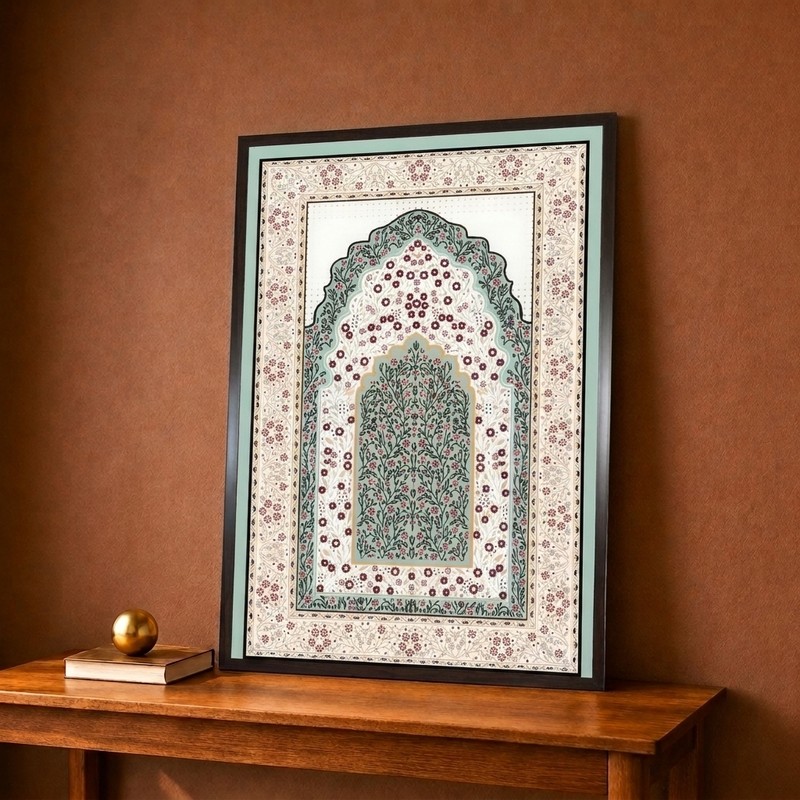 Kashmiri Botanical Arch Canvas Wall Painting