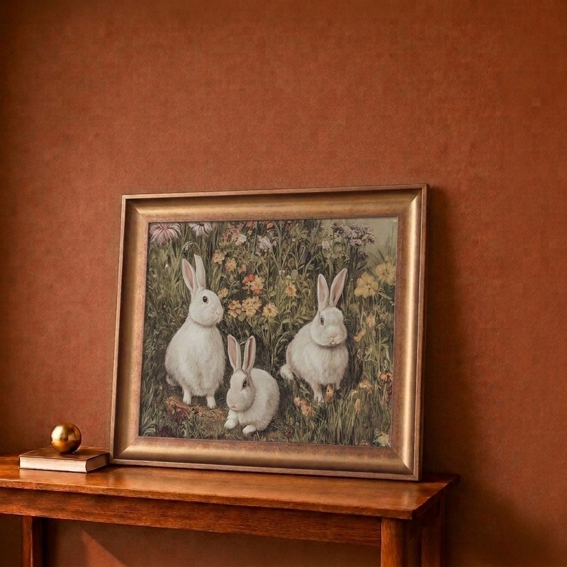 Meadow Rabbits Canvas Wall Painting