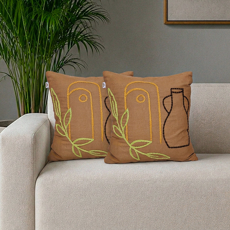 Puffy Puzzle Tufted Cushion Cover (Beige) - Set Of Two