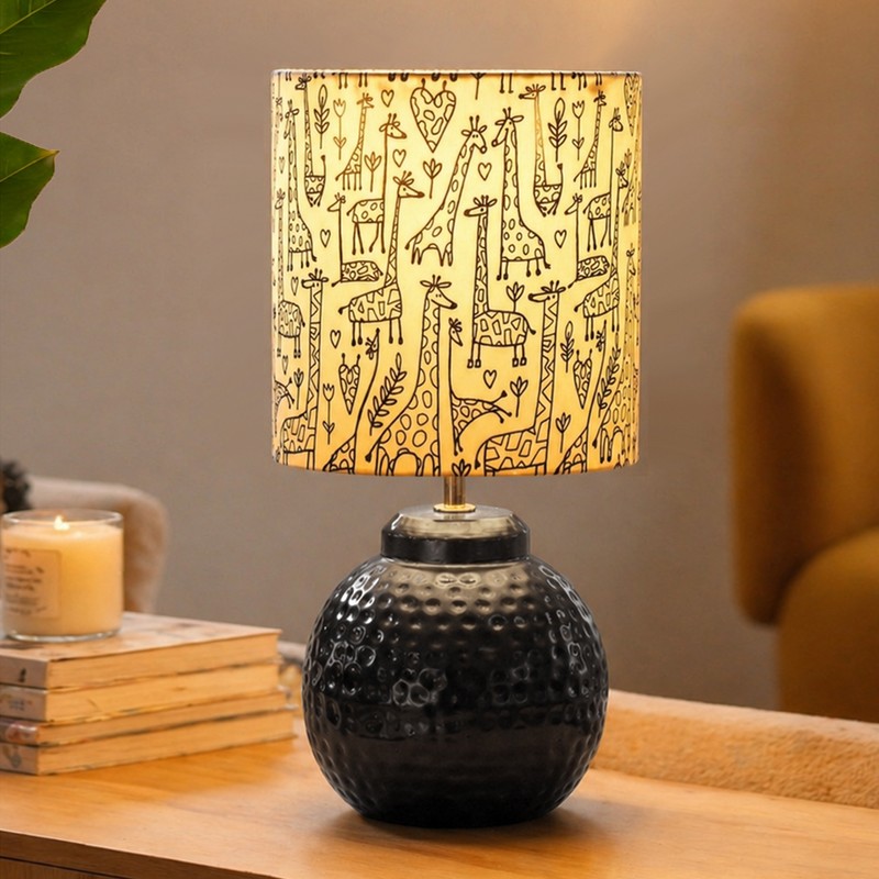 Marie Wilda Fabric Table Lamp - Yellow,Black