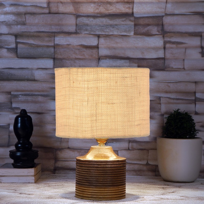 Corrugata Wooden Table Lamp - Beige
