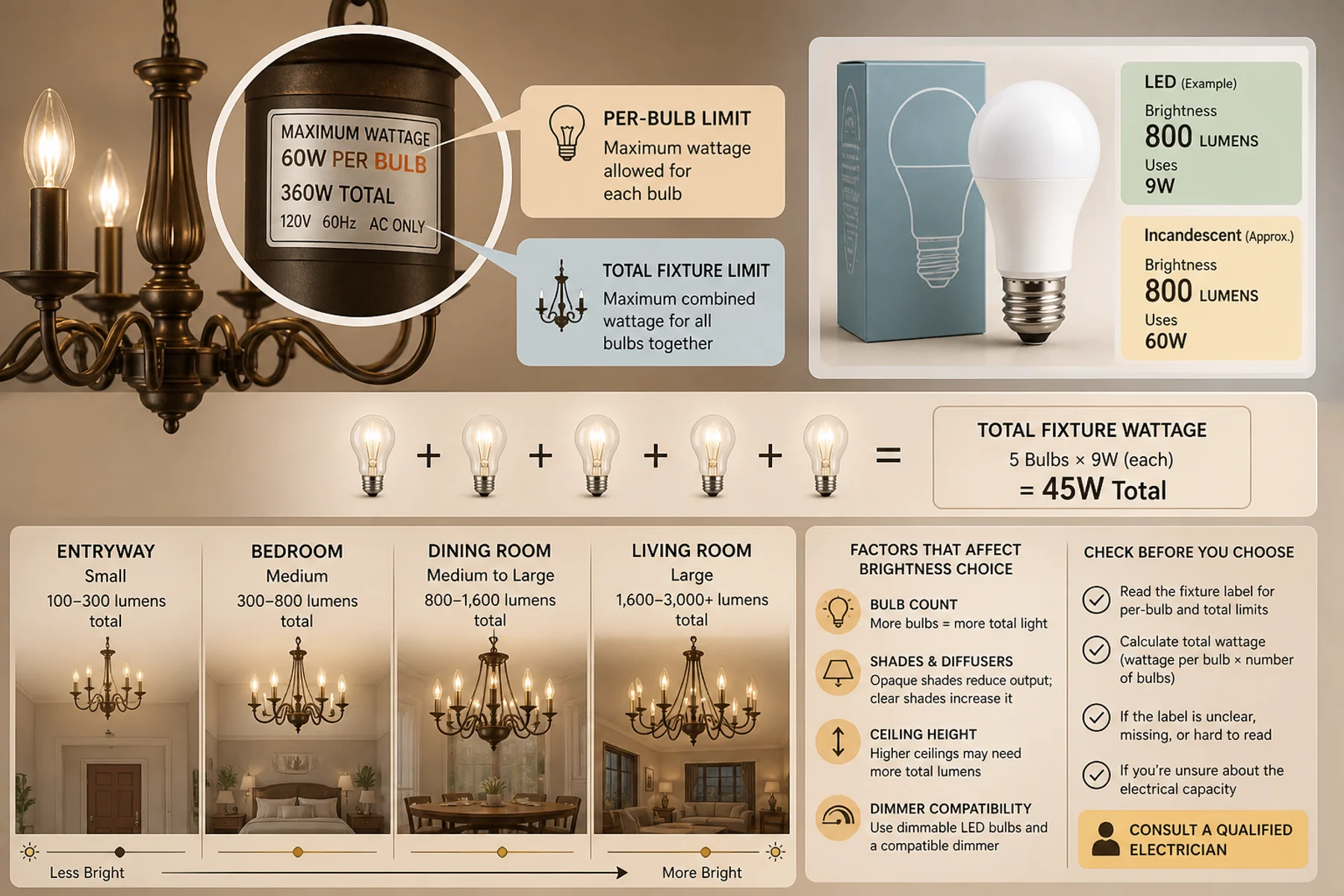Chandelier Wattage: Choose the Right Brightness Safely
