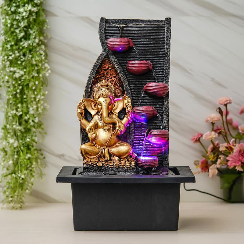Lambodar Ganesha LED Fountain - Black