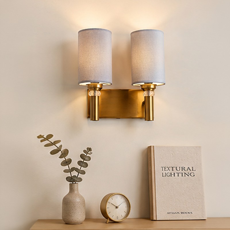 Aurelle Twin Cotton Wall Lamp - Grey
