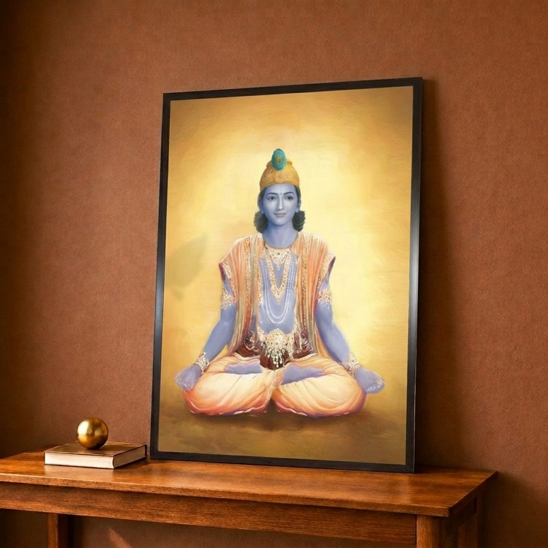 Meditative Lord Krishna Canvas Wall Painting