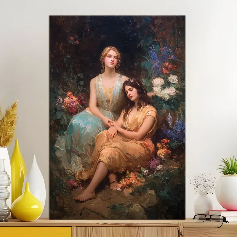 Twilight Garden Sisters Canvas Wall Painting
