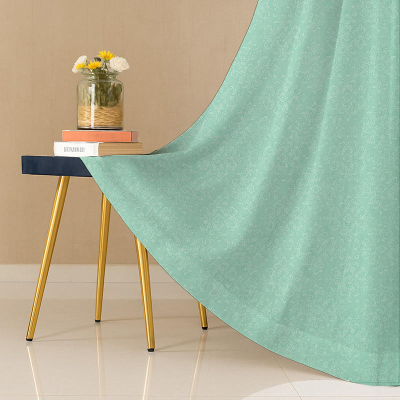 Gulrang Cotton Curtain - Green - Window - 5 Feet